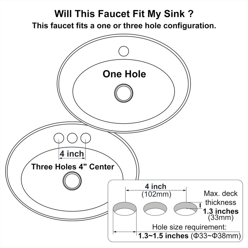 Derengge Brushed Gold Bathroom Faucet,Two-Handle Bathroom Sink Faucet Water Supply Line,Single Hole Lavatory Vantity Faucet,F-0081-CS - Image 5